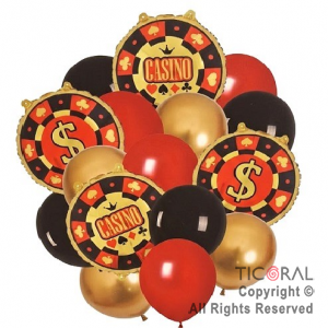 SET DE GLOBOS METALIZADOS CASINO x 16 UNIDADES